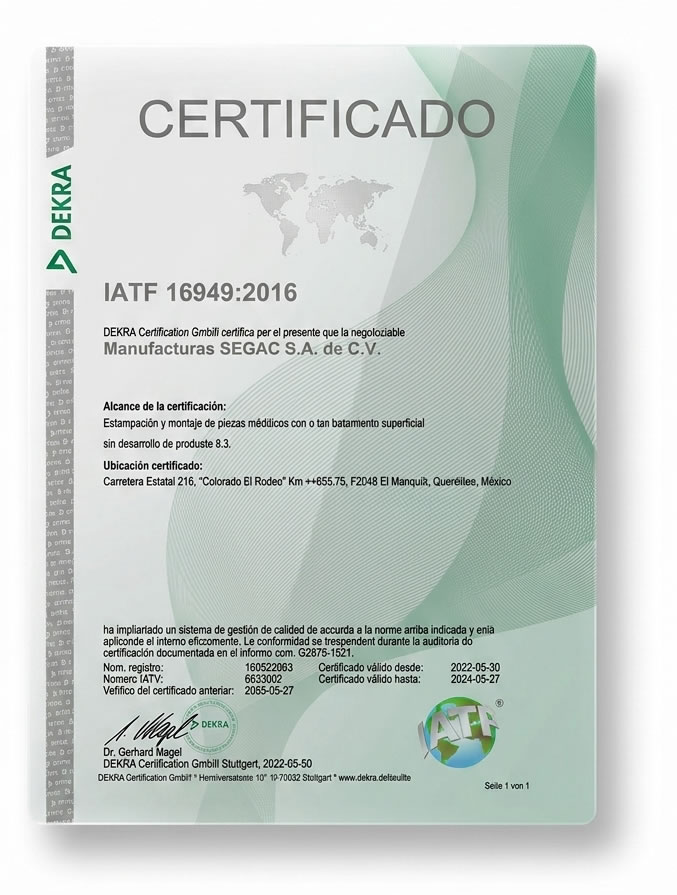 Certificado IATF - 16949 - 2026